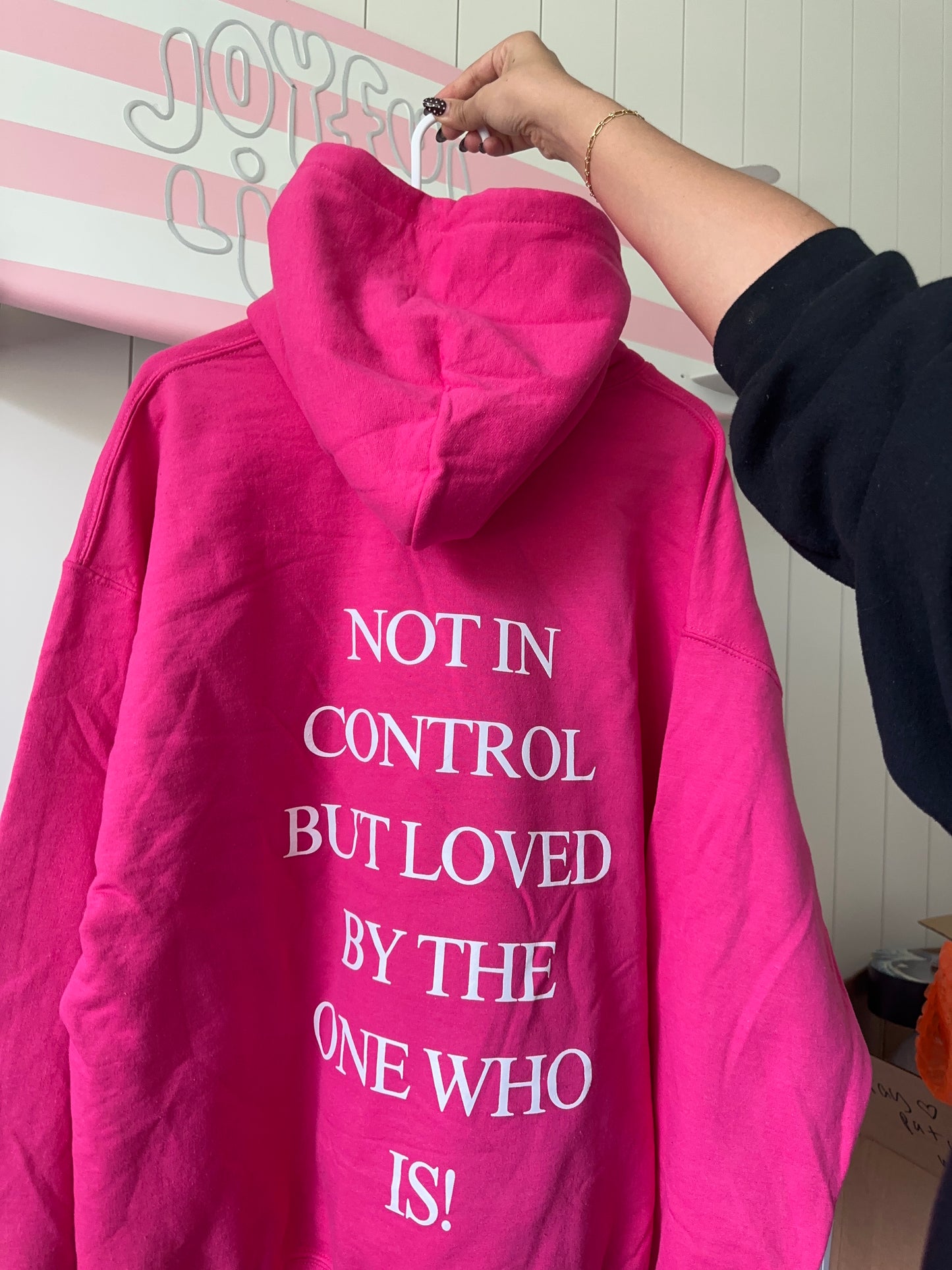 OOPSIE - "not in control but loved by the One who is" hoodie in XL