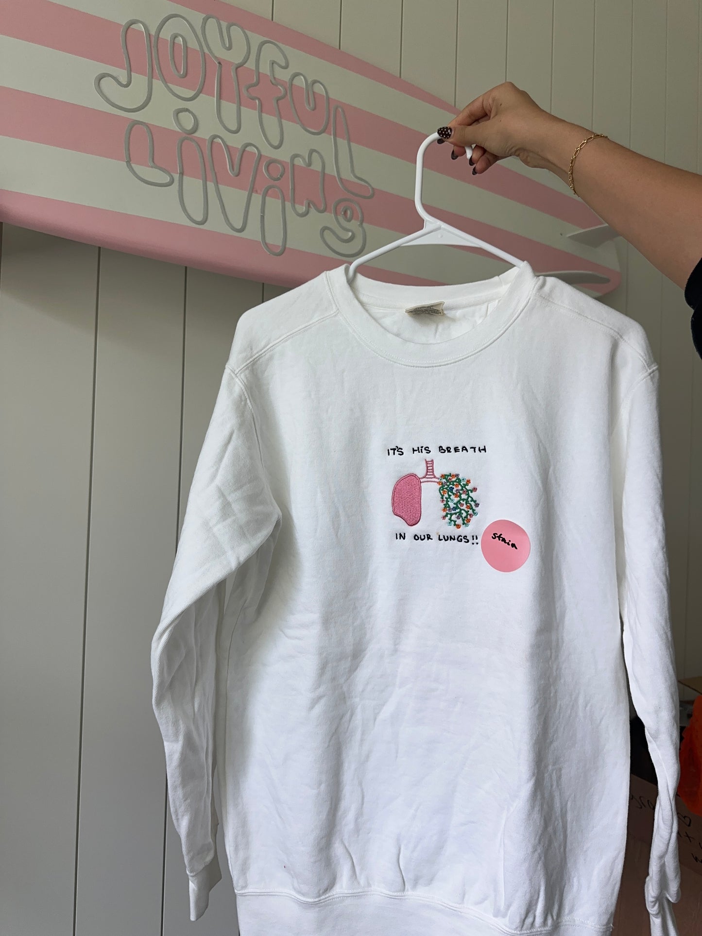 OOPSIE - "it's His breath in our lungs" crewneck in SMALL