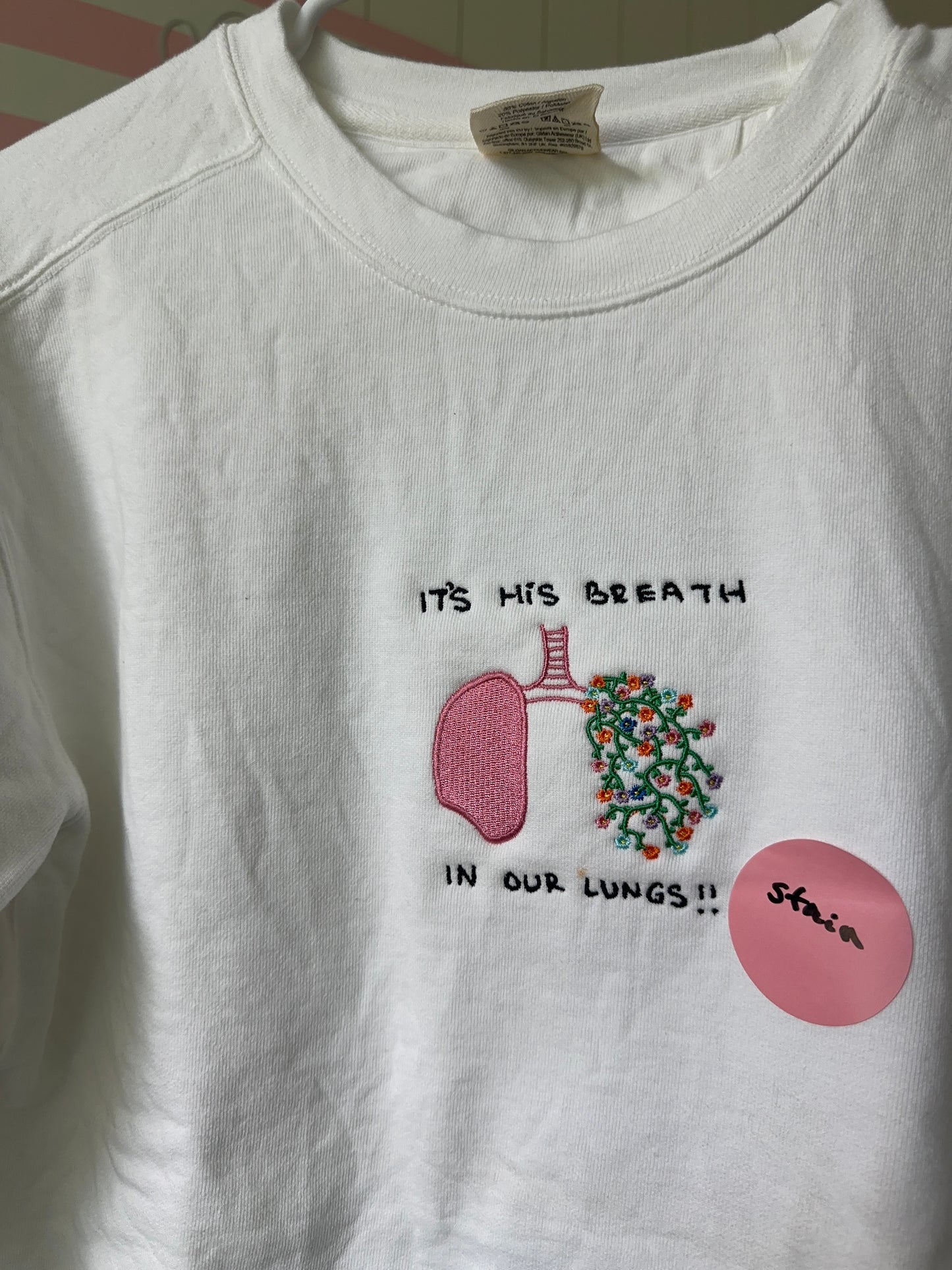 OOPSIE - "it's His breath in our lungs" crewneck in SMALL