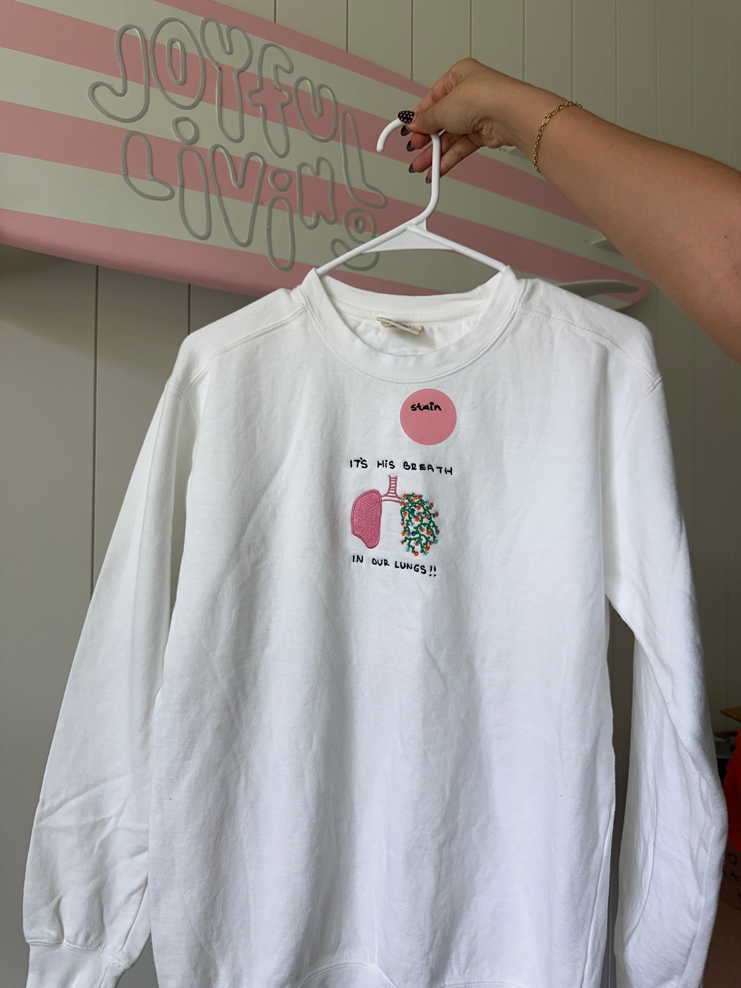 OOPSIE - "it's His breath in our lungs" crewneck in SMALL