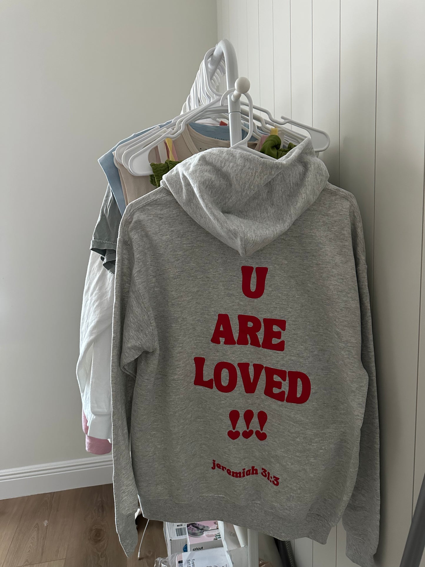 OOPSIE: "u are loved" hoodie in MEDIUM