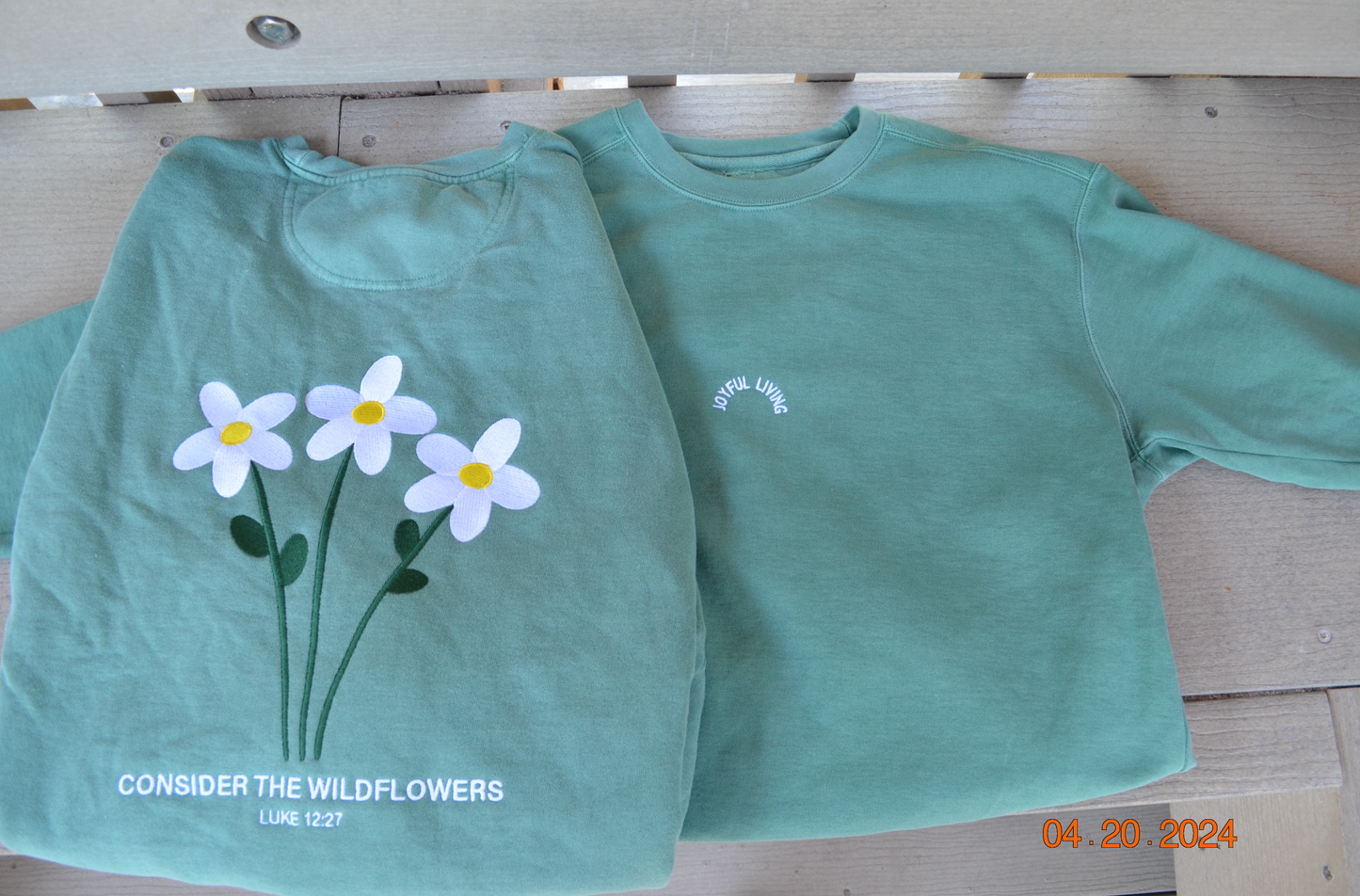 "consider the wildflowers" embroidered crewneck