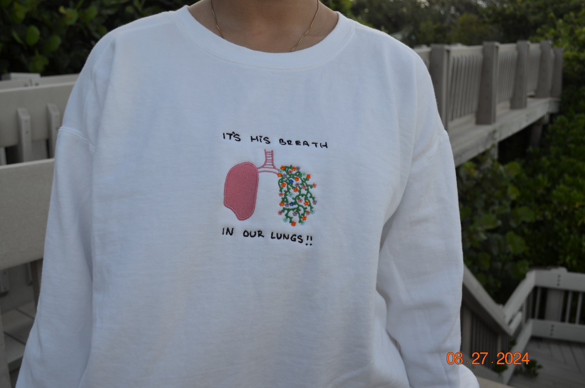 "it's His breath in our lungs" crewneck