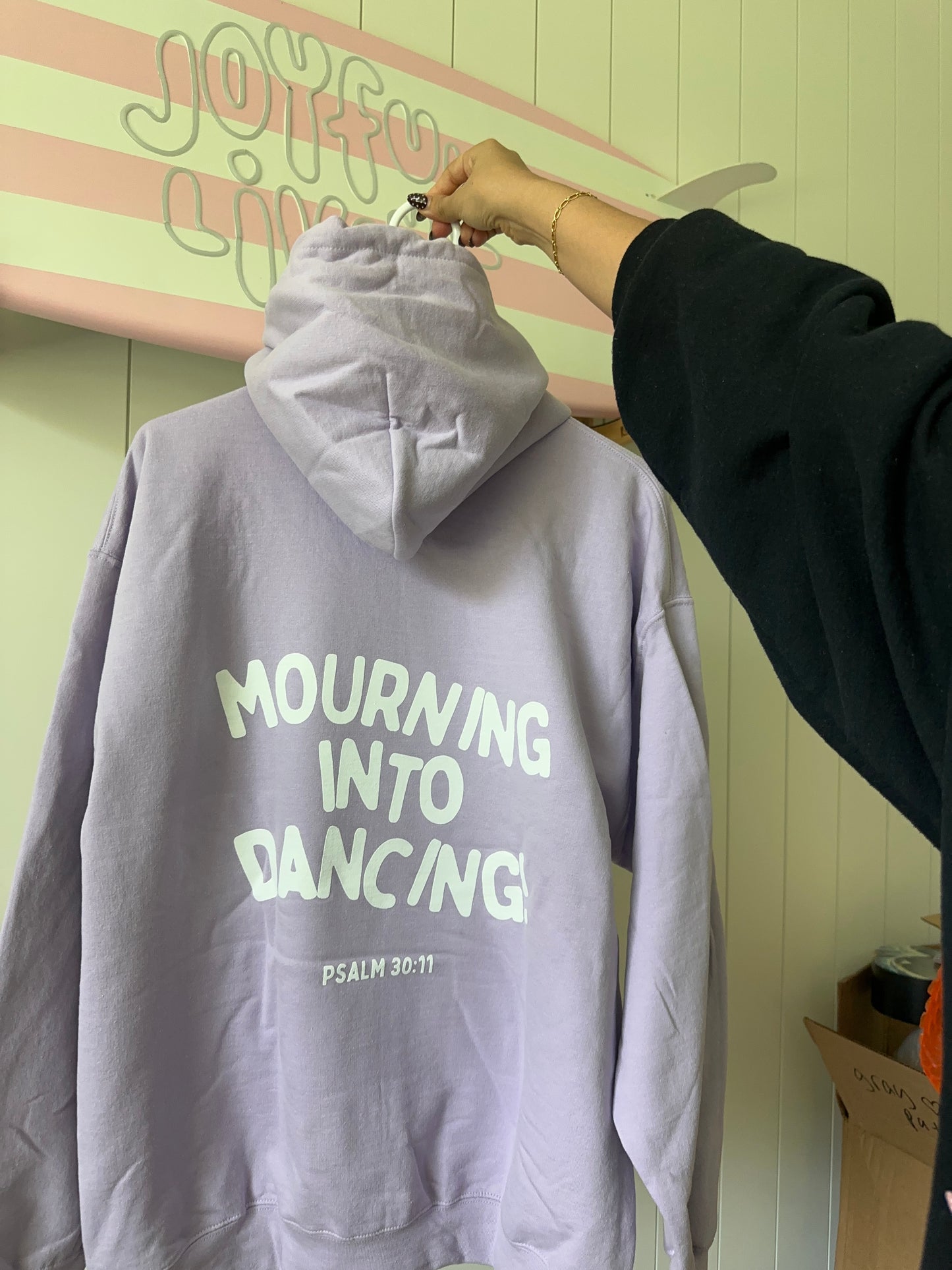 OOPSIE - purple "mourning into dancing" hoodie in large