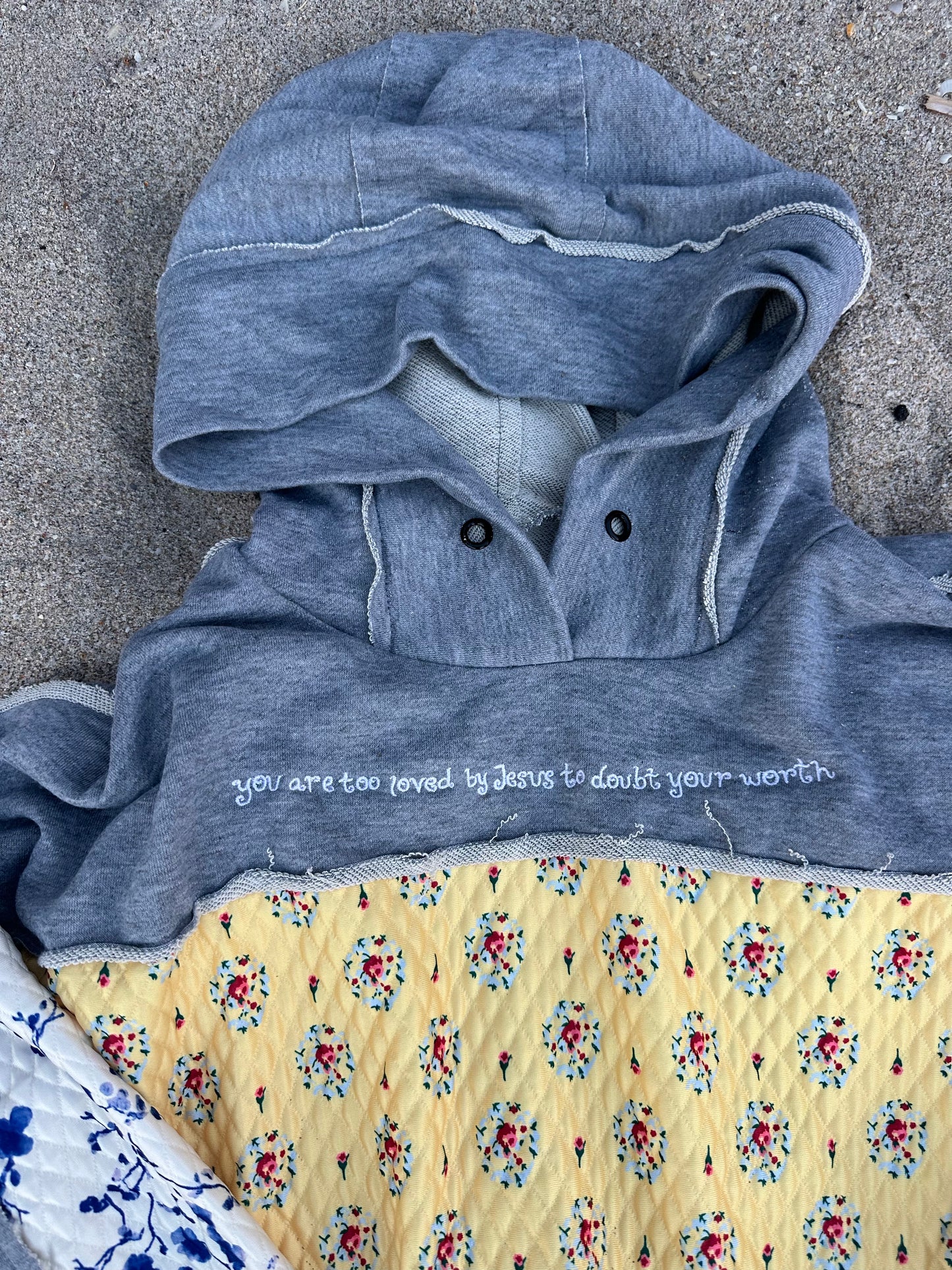 "too loved by Jesus" quilted hoodie!
