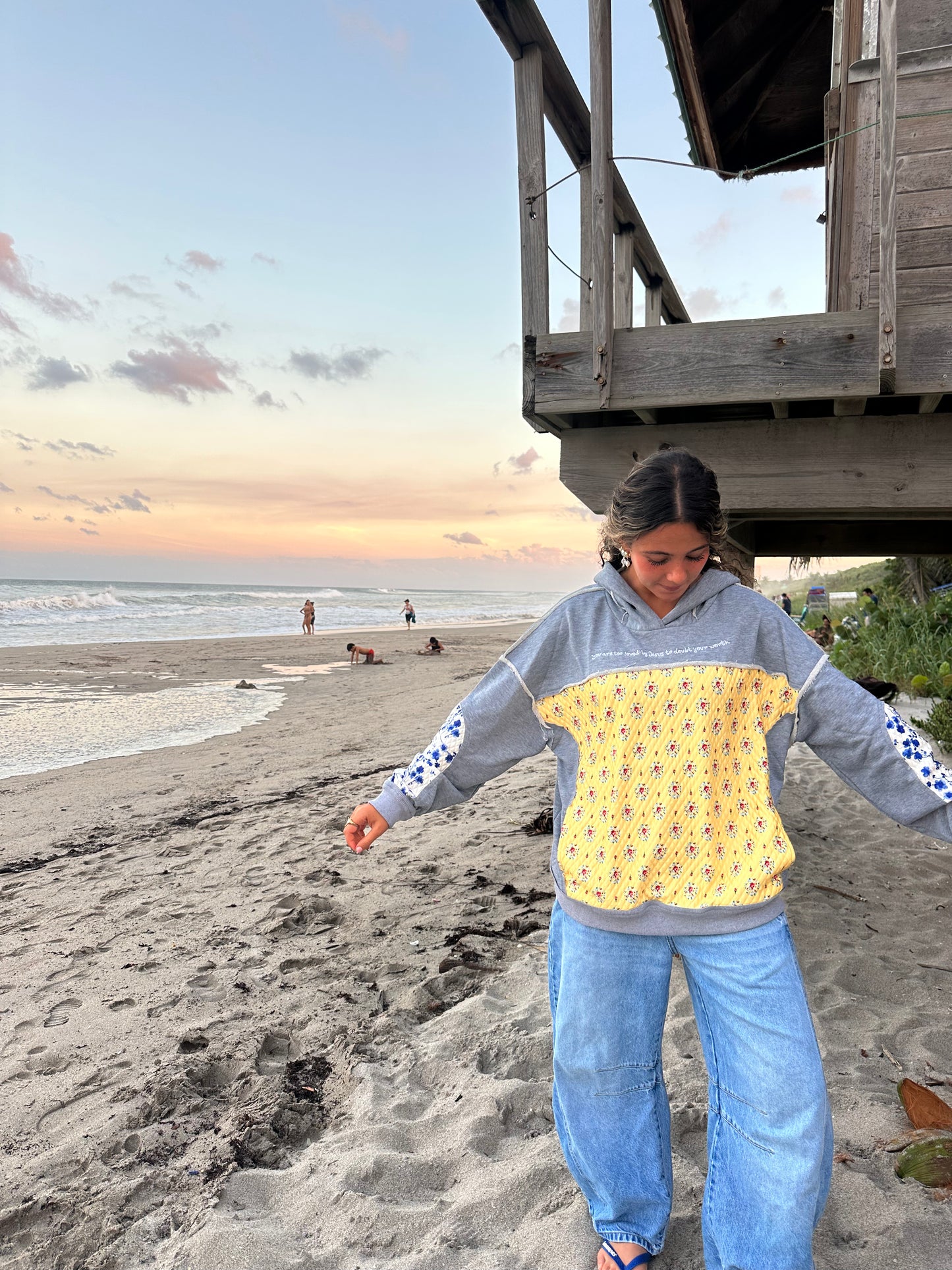 "too loved by Jesus" quilted hoodie!