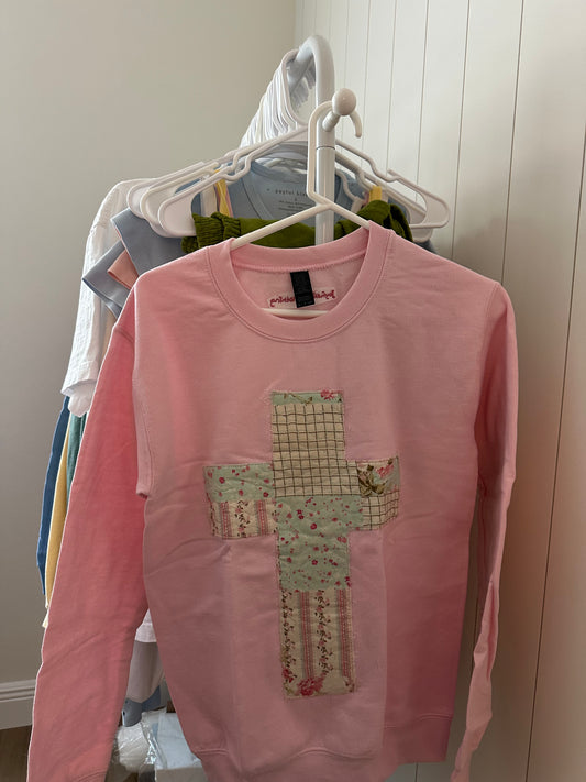 cross patchwork crewneck in XS