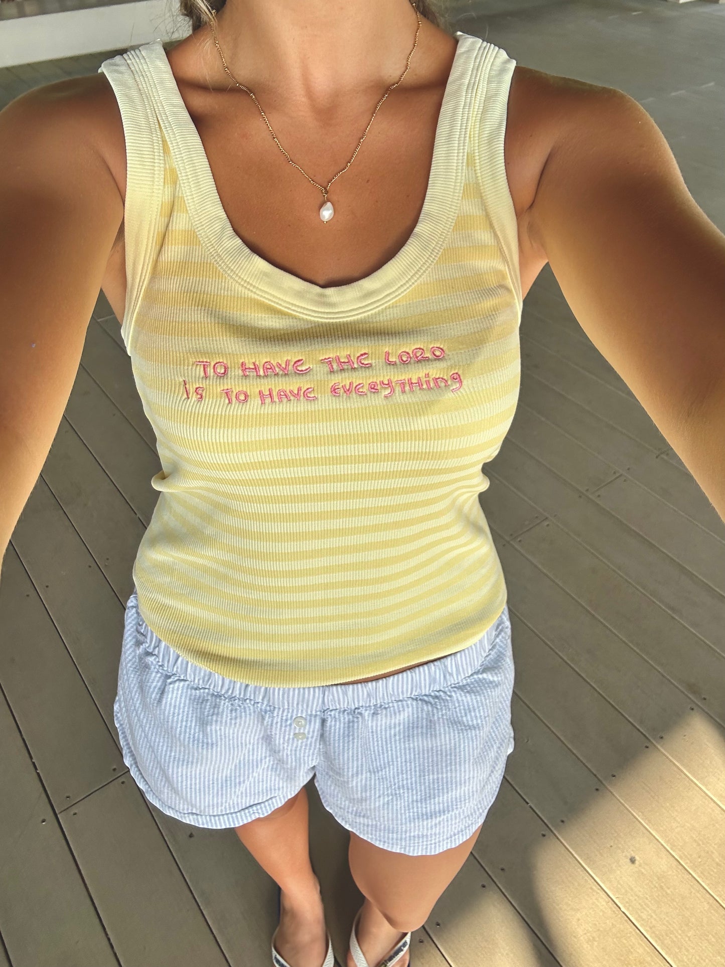 "to have the Lord is to have everything" yellow TANK!