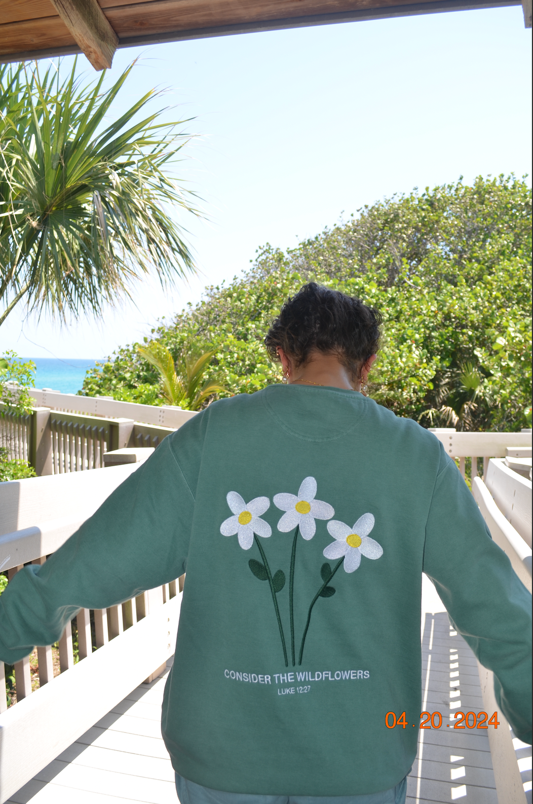"consider the wildflowers" embroidered crewneck